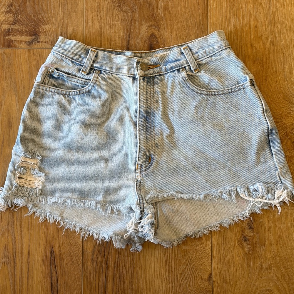 Light Blue Distressed Denim Shorts